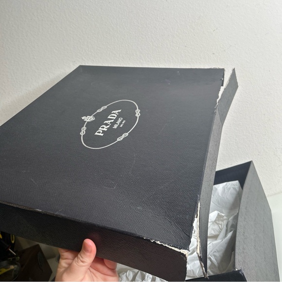 Prada Black Monolith Leather and Re-Nylon Pouch Combat Boots Size 6 - Picture 13 of 16